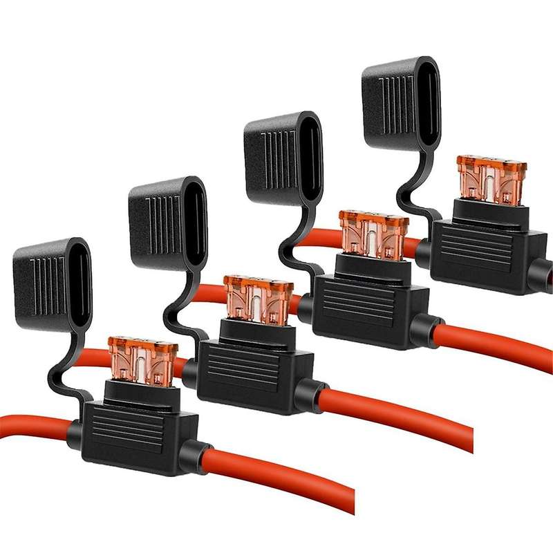 10 Gauge Fuse Holder - 10 AWG Inline Fuse Holder with 40 AMP ATC Blade Fuses (4pack) Automotive Retr