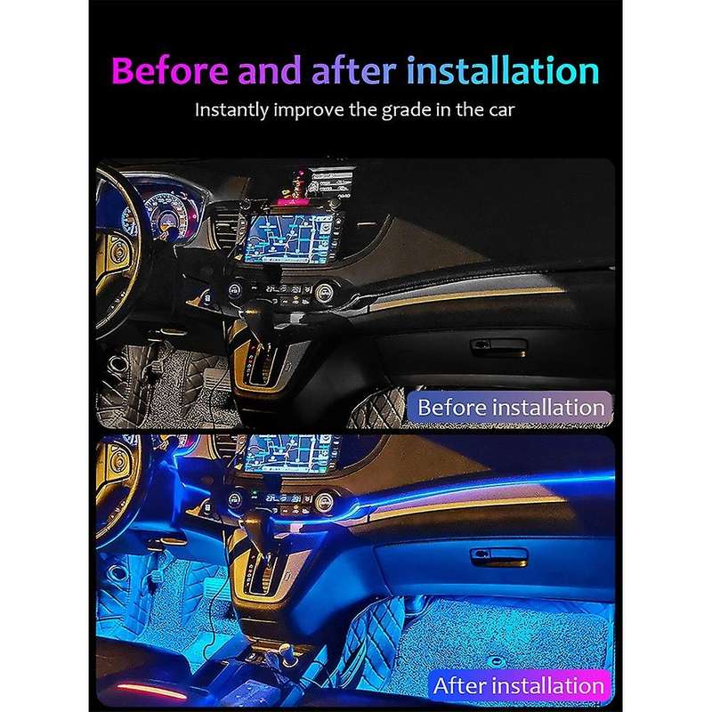 10 In 1 RGB Atmosphere Light LED Interior Decoration Lamps with 8M Strip Light By App Control Door B