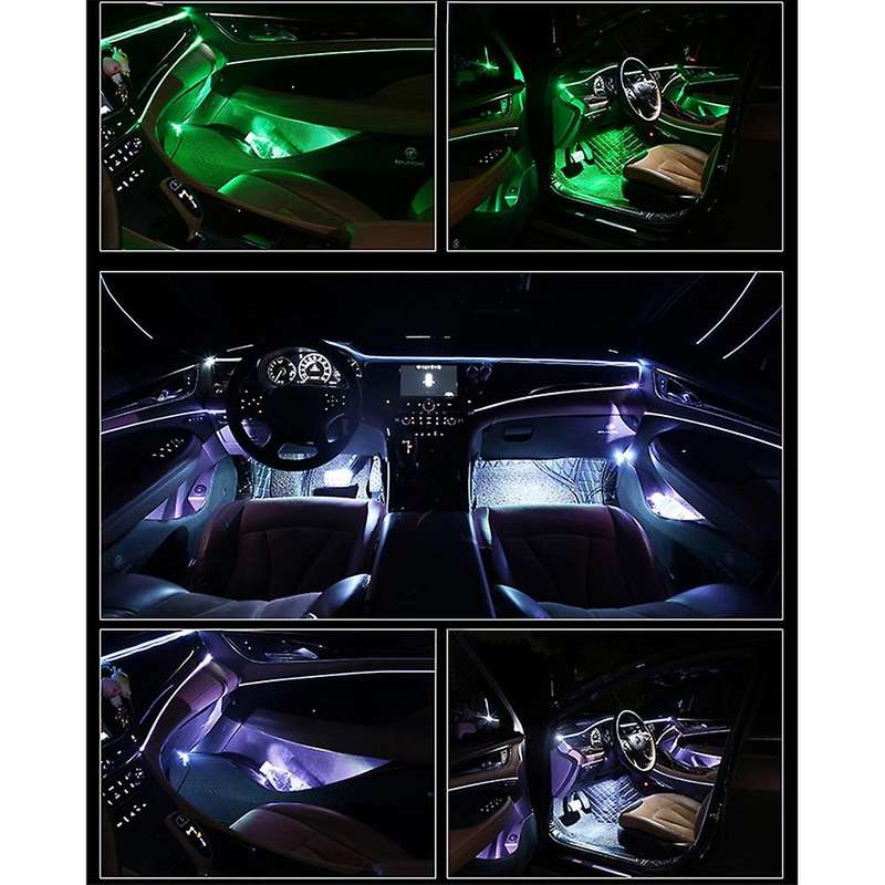 10 In 1 RGB Atmosphere Light LED Interior Decoration Lamps with 8M Strip Light By App Control Door B