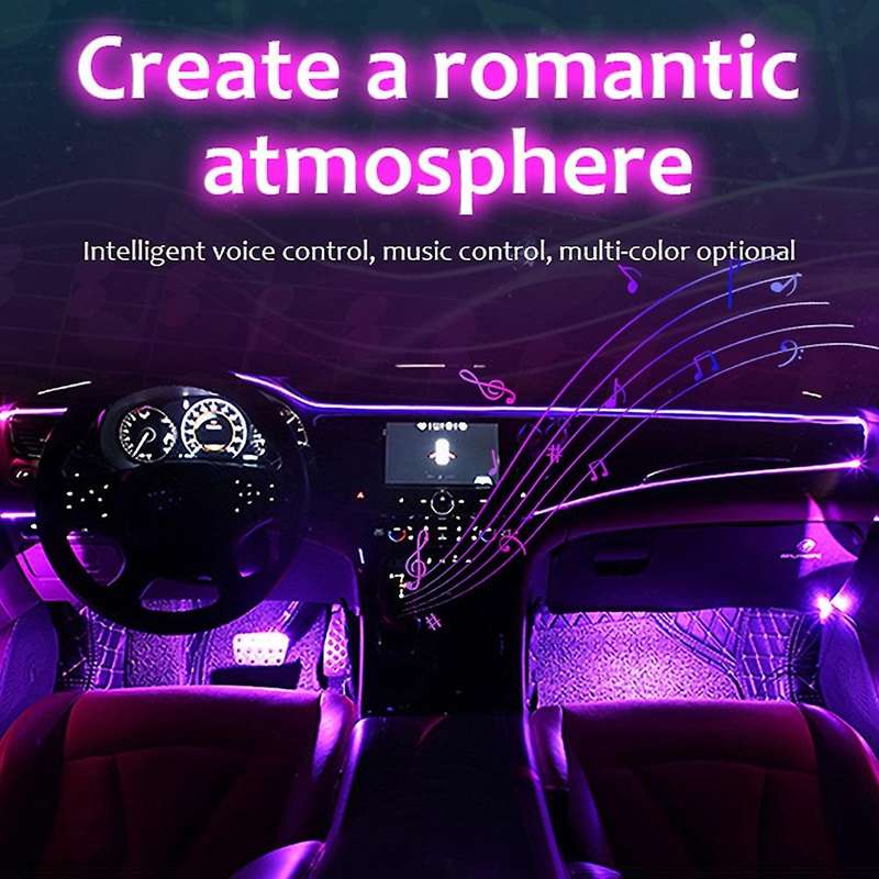 10 In 1 RGB Atmosphere Light LED Interior Decoration Lamps with 8M Strip Light By App Control Door B