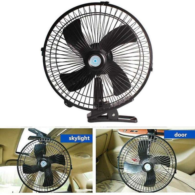 10 Inch 12V Car Electric Fan Adjustable Speed Oscillating Cooling Fans with for Home Travel Car Truc