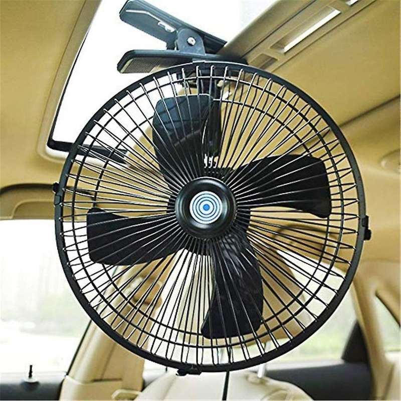 10 Inch 12V Car Electric Fan Adjustable Speed Oscillating Cooling Fans with for Home Travel Car Truc