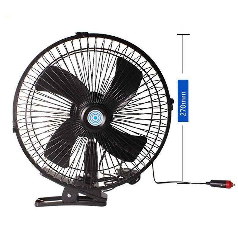 10 Inch 12V Car Electric Fan Adjustable Speed Oscillating Cooling Fans with for Home Travel Car Truc