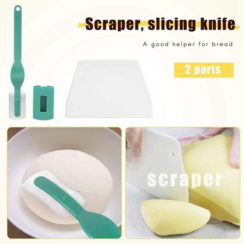10 Inch Bread Proofing Basket - Banneton Proofing Basket + Cloth Liner + Dough Scraper + Bread Lame