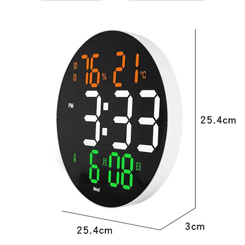 10 Inch Digital Led Wall Clock Date with Alarms and Temperature Thermometer Living Room Decoration