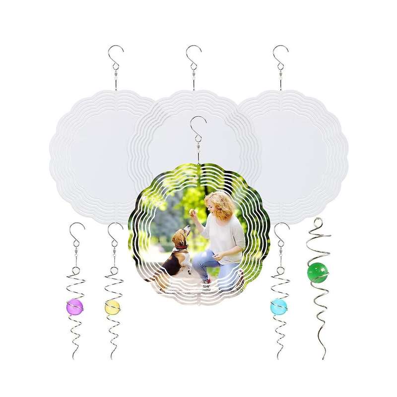10 Inch Sublimation Wind Spinner Blanks with Ball Spiral Tail 3d Wind Spinner Diy for Suspension Tri