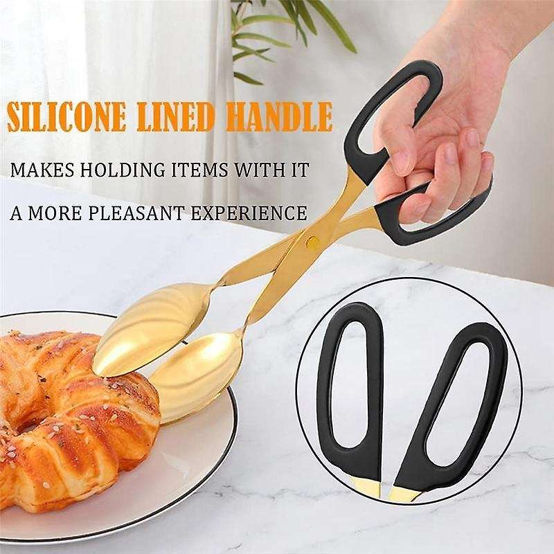 10 Inch Gold Serving Tongs Gold Serving Utensils Salad Tongs Buffet Tongs Non- & Stainless Steel