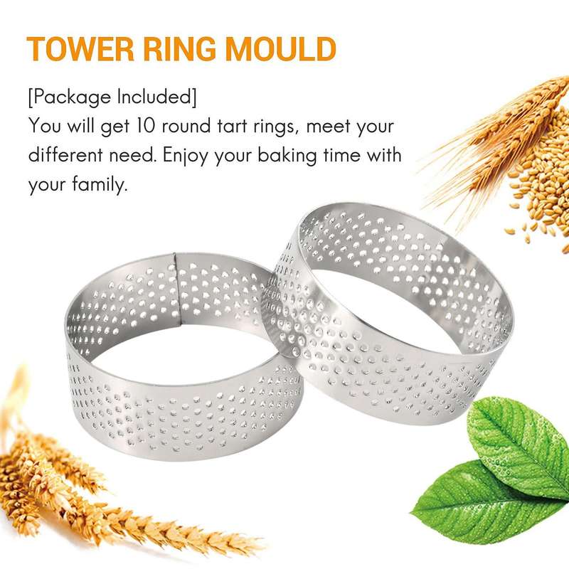 10 Pack 5Cm Stainless Steel Tart Ring, Heat-Resistant PerCompatibleated Cake