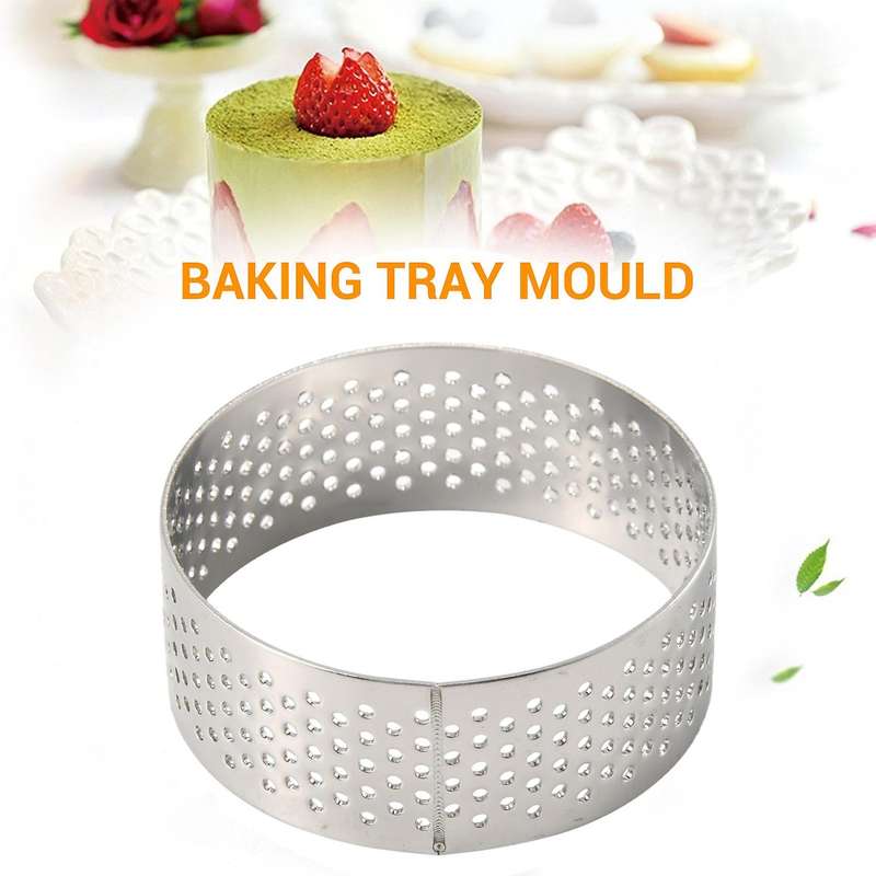 10 Pack 5Cm Stainless Steel Tart Ring, Heat-Resistant Perforated Cake Mousse Ring, Round Ring Baking