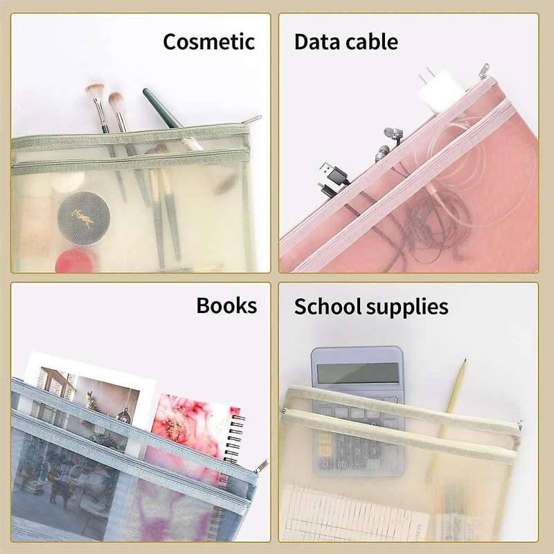 10 Pack Colored Double-layer Mesh Zipper Pouch Bags, Building Block Sets Toy Storage & Organization