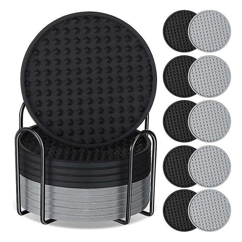 10 Pack Coasters for Drinks Silicone Coaster with Holder Non Slips Protection Washable Cup Coasters