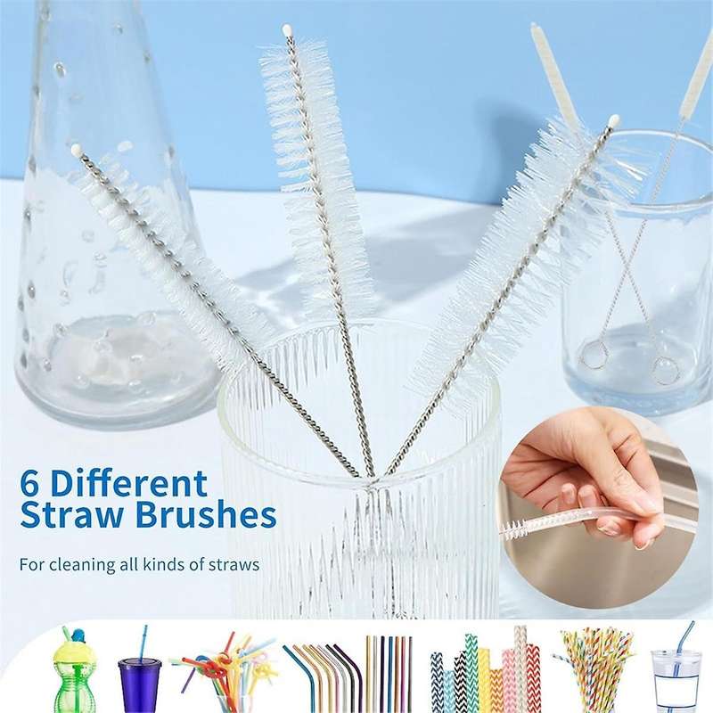 10 Pack Bottle Cleaning Brush Set, Long Handle Stainless Steel Bottle Cleaner Brush, Deep Cleaning H