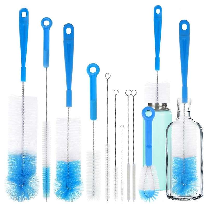 10 Pack Bottle Cleaning Brush Set, Long Handle Stainless Steel Bottle Cleaner Brush, Deep Cleaning H