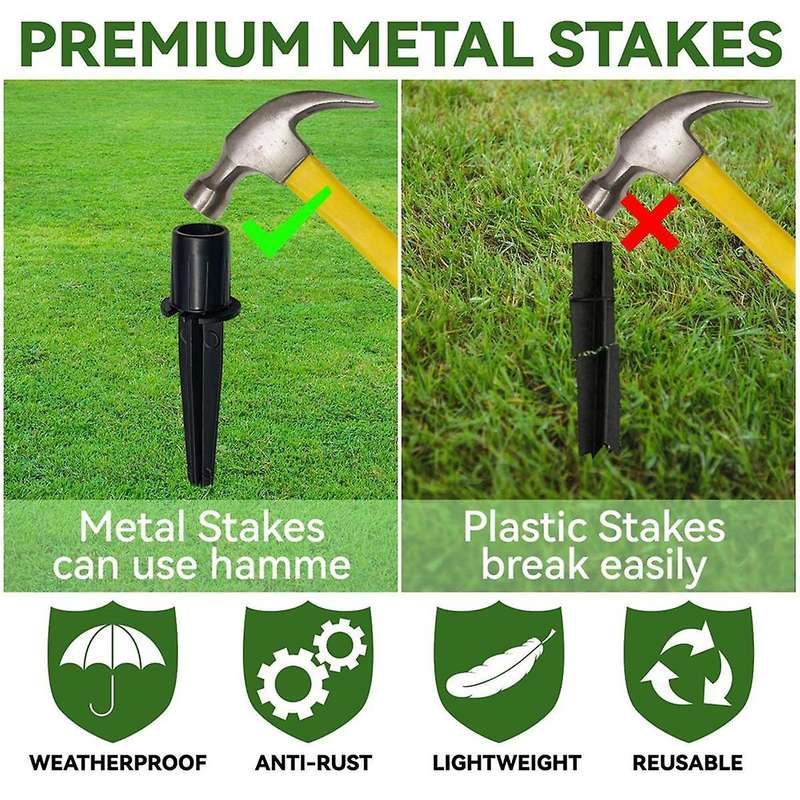 10 Pack Metal Replacement Stakes for Solar Lights Outdoor,Solar Pathway Lights Spike Replacer, Outdo