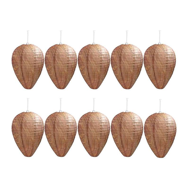 10 Pack Paper Wasp Nest Decoy Hanging Wasp Deterrent Nest Repellent for Wasps Hornets Yellow Jackets