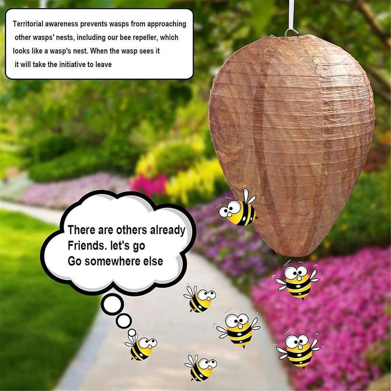 10 Pack Paper Wasp Nest Decoy Hanging Wasp Deterrent Nest Repellent for Wasps Hornets Yellow Jackets