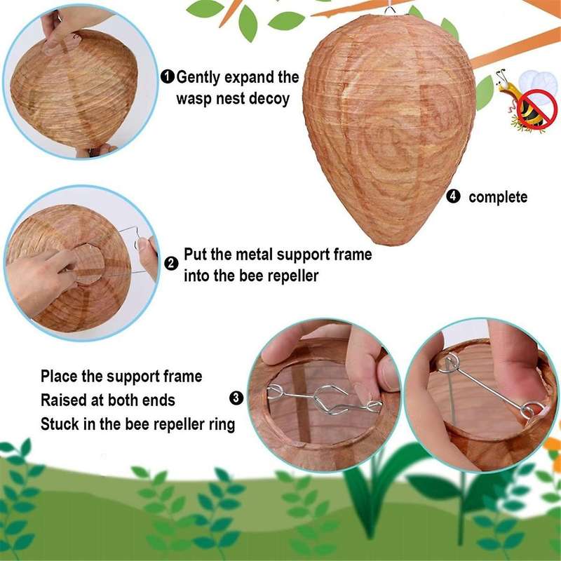 10 Pack Paper Wasp Nest Decoy Hanging Wasp Deterrent Nest Repellent for Wasps Hornets Yellow Jackets