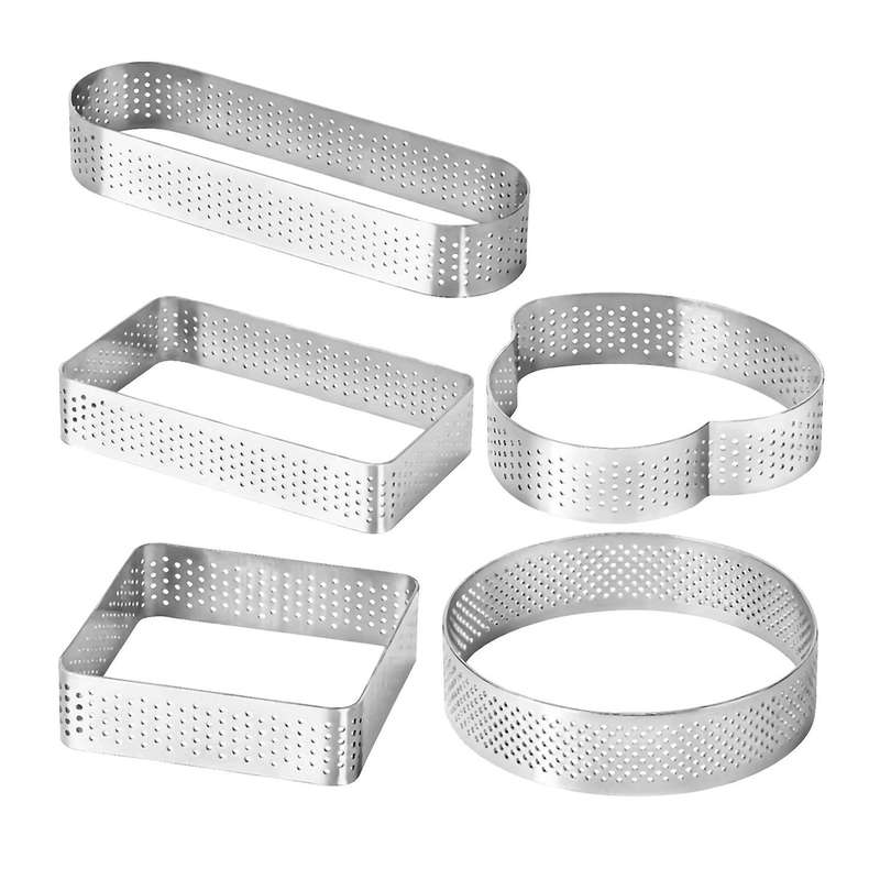 10 Pack Stainless Steel Tart Ring,heat-resistant Perforated Cake Ring,tower Pie Cake Baking Mould M