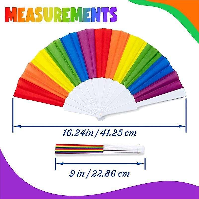 10 Pack Rainbow Folding Fans , Hand Held Fan Gay Lgbt Fans for Parties Festival Events Dance Suppli