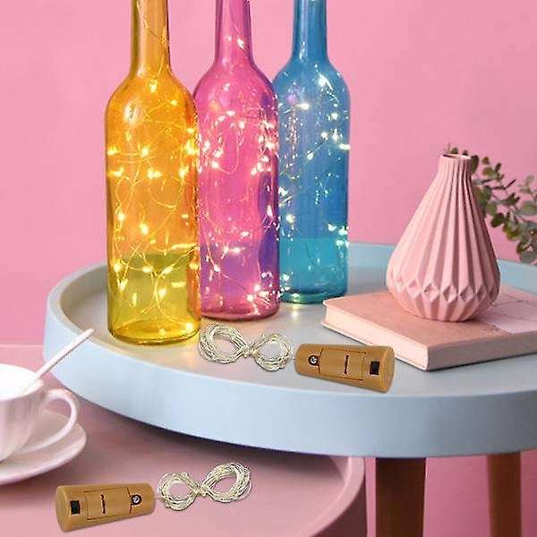 10 Packs Including Battery Led Wine Stopper Copper Wire Light String 2m 20led Atmosphere Decorative