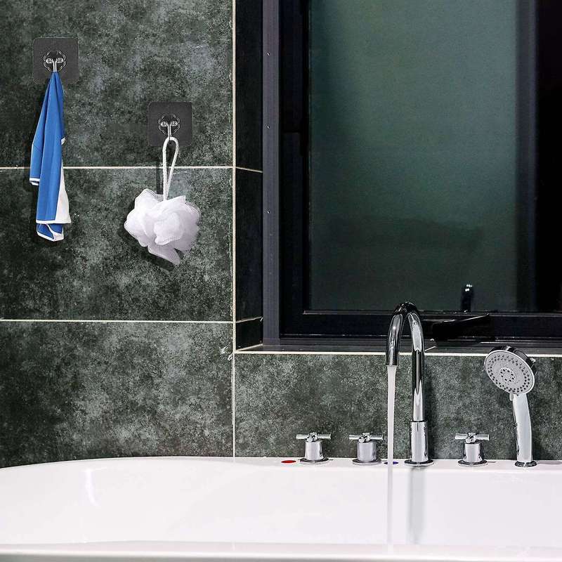 10 Packs Reusable Adhesive Hooks,Transparent Heavy Duty Wall Hooks with No Scratch, Waterproof and