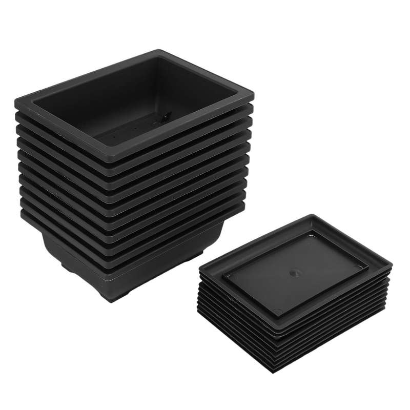 10 Packs Bonsai Training Pots with Tray Plastic Bonsai Growing Pot