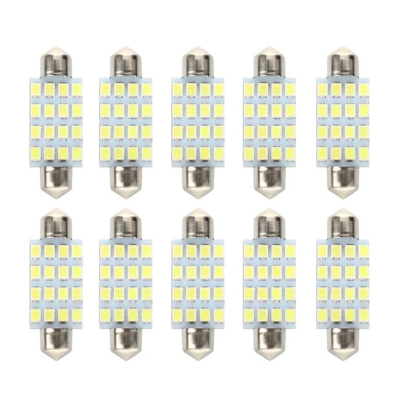 10 Pcs 16 Torpedo Car Bulb Led Smd 3528 42 Mm - White
