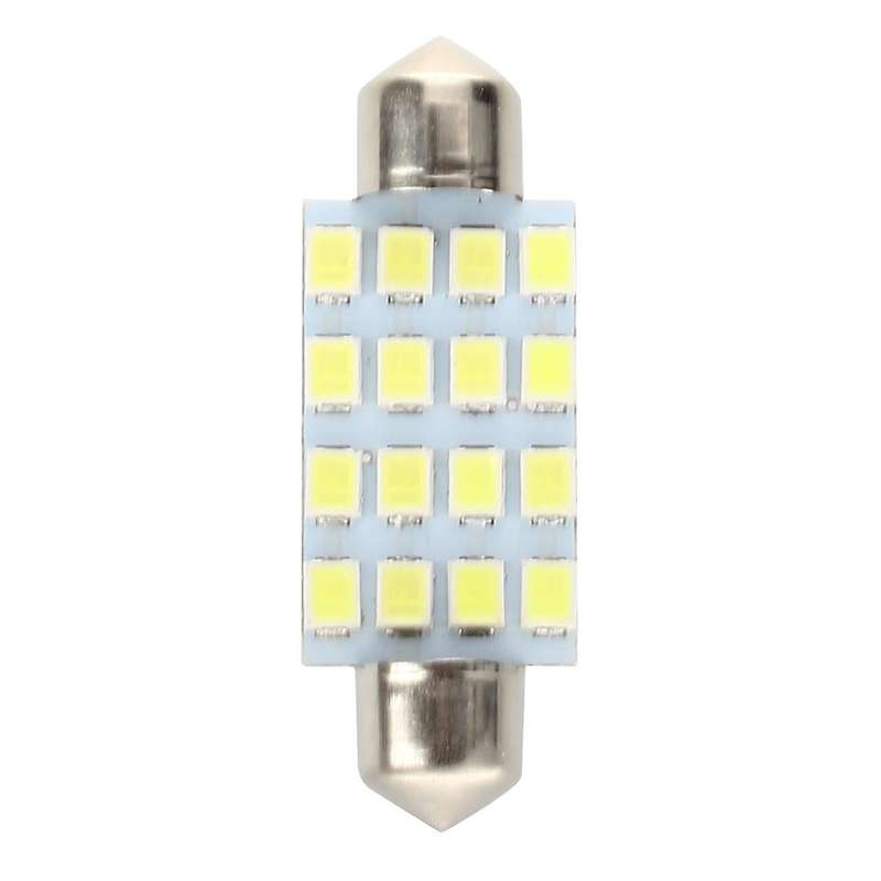 10 Pcs 16 Torpedo Car Bulb Led Smd 3528 42 Mm - White