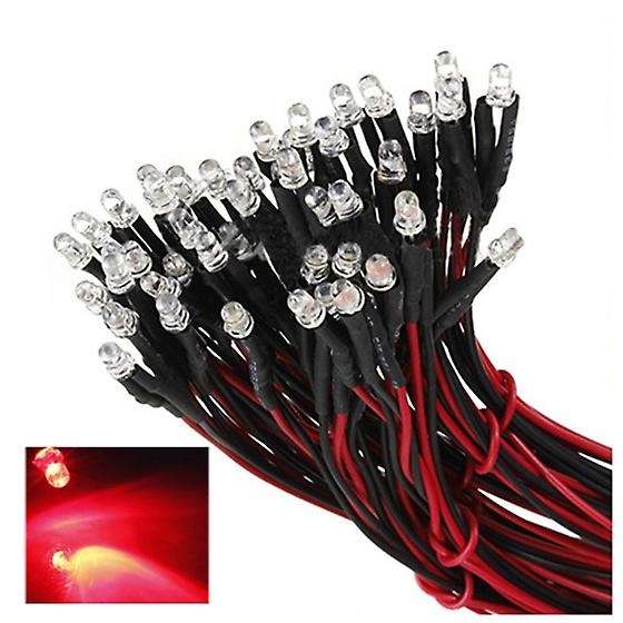 10 Pcs 12v 20cm Led Pre Wired 3mm Red