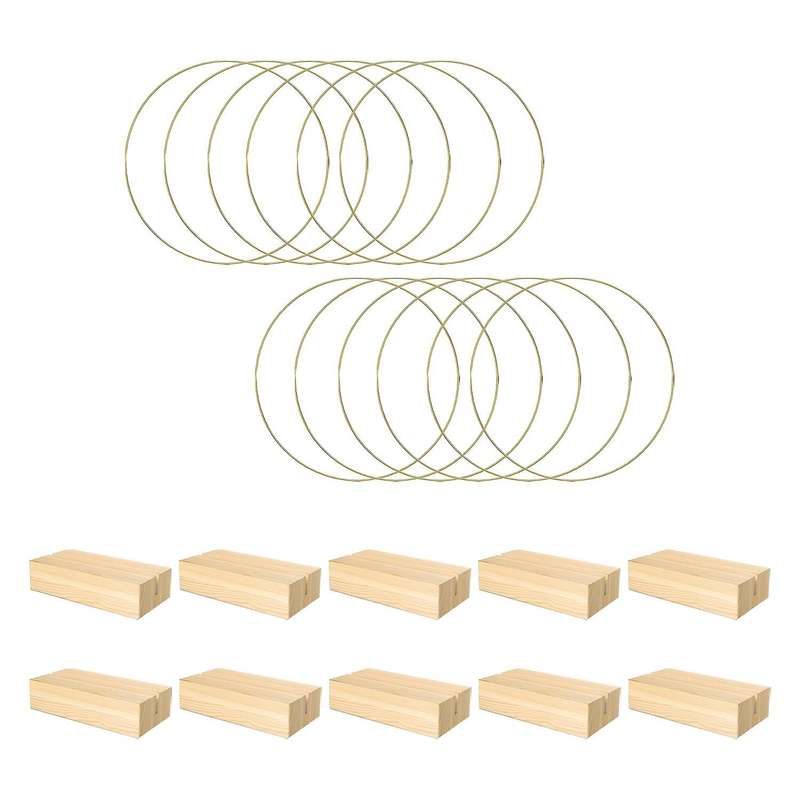 10 PCS 12 Inch Metal Floral Hoop Centerpieces for Table, Metal Wreath Ring with 10 PCS Place Card H
