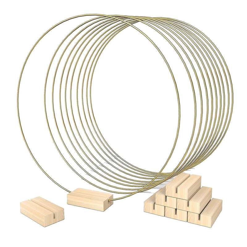10 PCS 12 Inch Metal Floral Hoop Centerpieces for Table, Metal Wreath Ring with 10 PCS Place Card H
