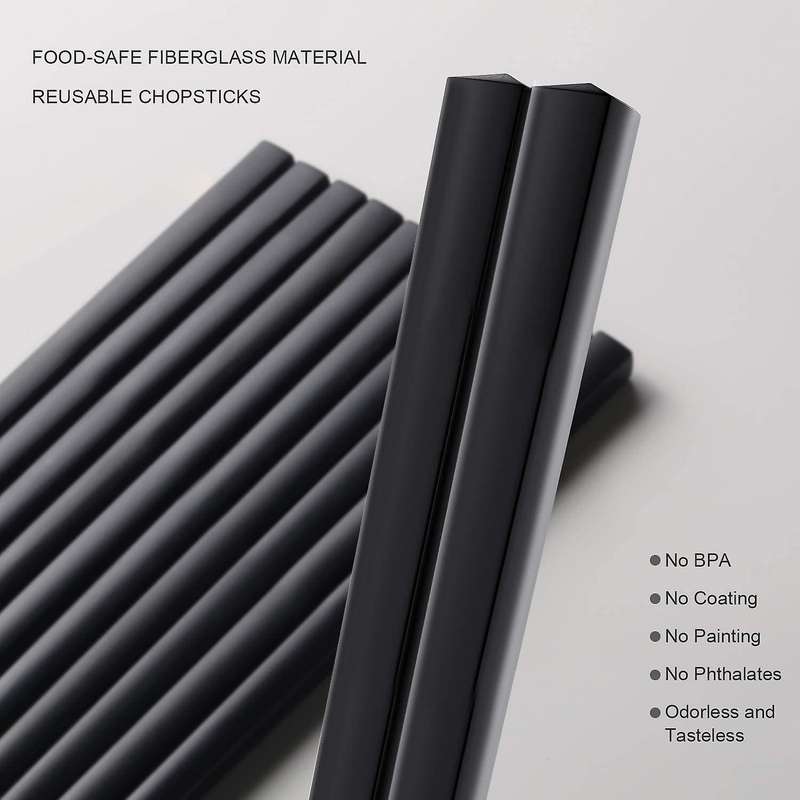 10 Pairs Chopsticks Reusable Dishwasher Safe, Fiberglass Chopsticks, 9.5Inch Non-Slip Chopsticks for