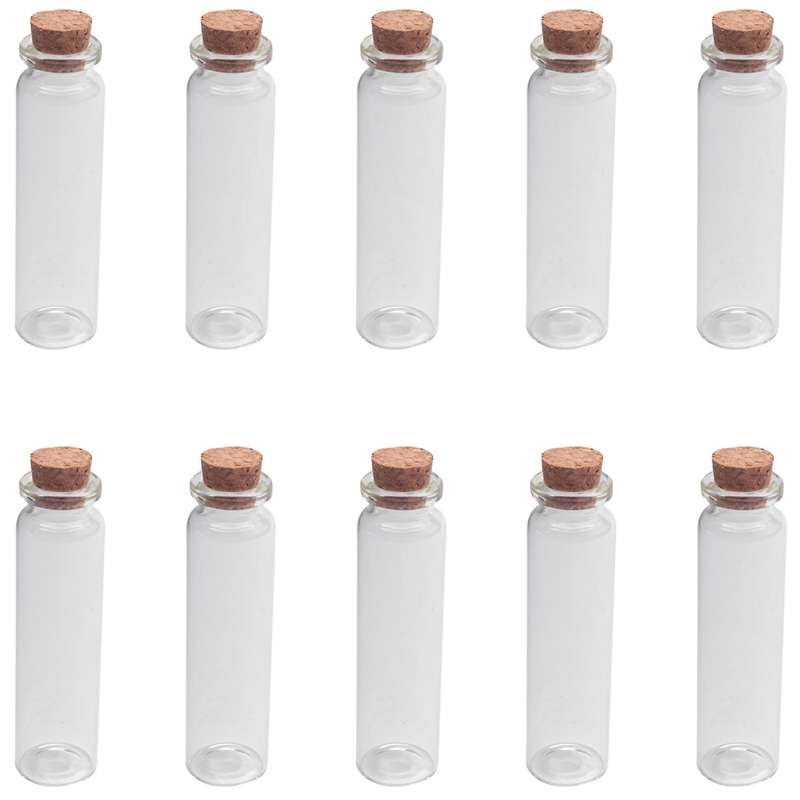 10 Pcs 20ml Mini Clear Wishing Bottle Message Glass Vial with Cork Home Decor