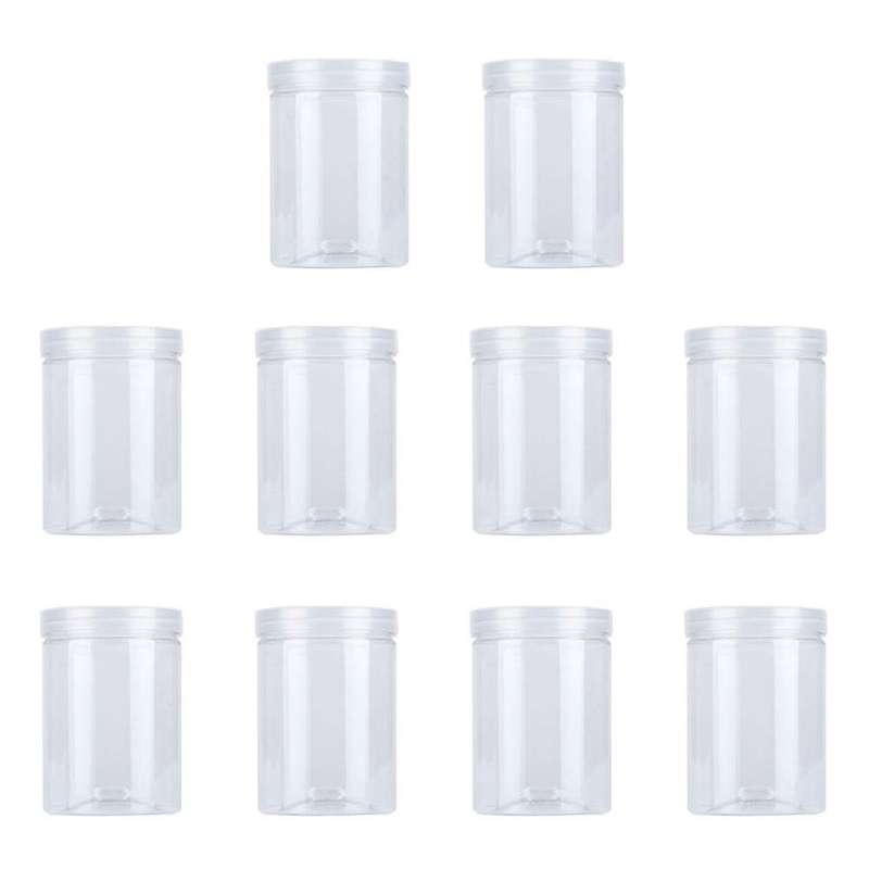 10 Pcs 500ml Food Jar Sealed Transparent Plastic Kitchen Can Snacks Containers with Lid for Candy S