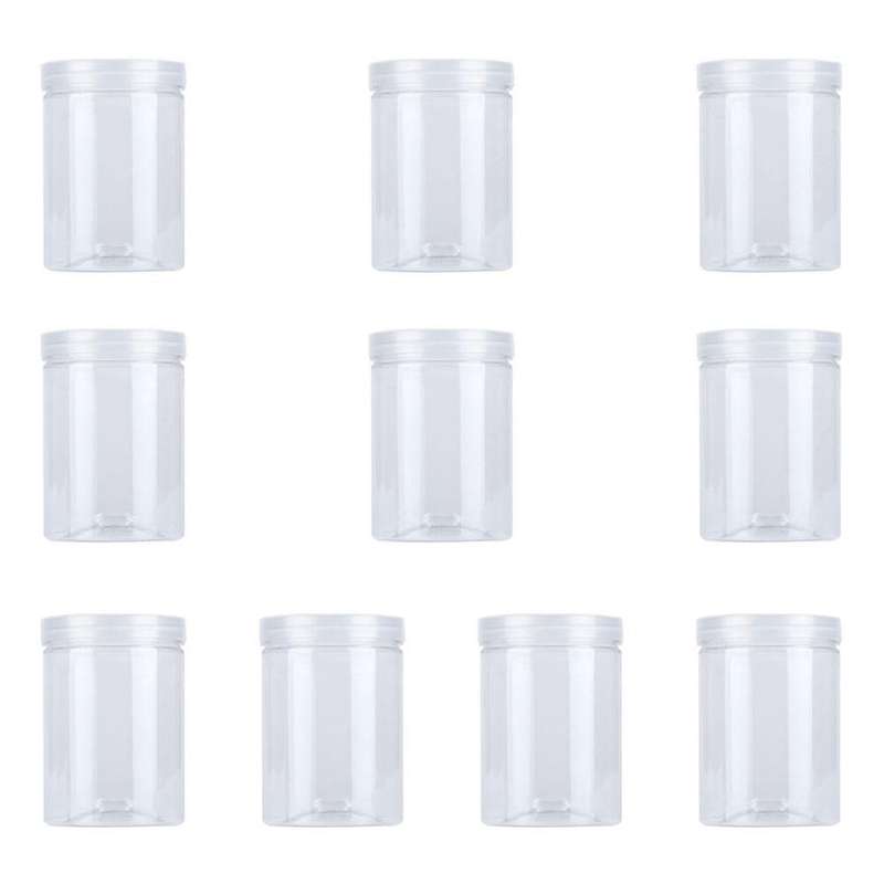 10 Pcs 500ml Food Jar Sealed Transparent Plastic Kitchen Can Snacks Containers with Lid for Candy S