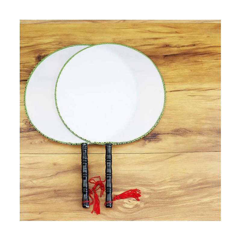 10 Pcs 21cm Blank Fan Children's Diy Painting Fan Silk Cloth Fan Plastic Hand Handle Round Fan