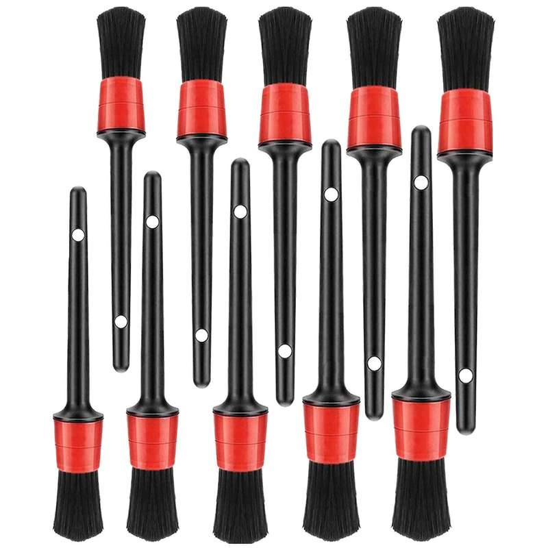 10 Pcs Brushes Dusters Detailing Brush Set - Premium Fiber Plastic Handle Automotive Detail Brushes