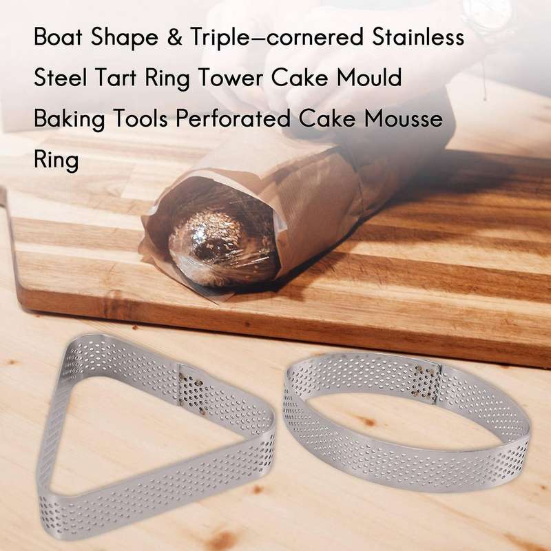10 Pcs Boat Shape & Triple-cornered Stainless Steel Tart Ring Tower Cake Mould Baking Tools Perfora