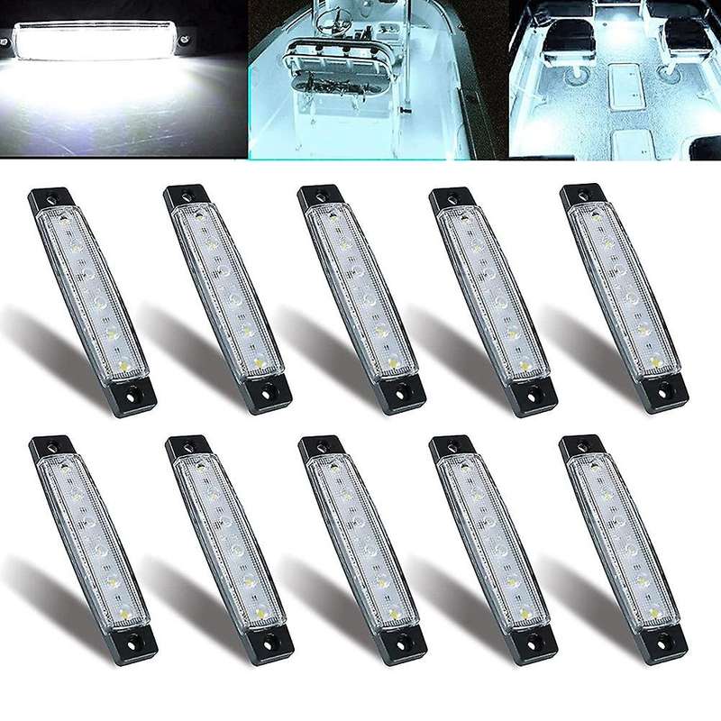 10 Pcs Boat Lights,12V 24V Waterproof Boat Interior Navigation Strip Light Deck Transom Step Cockpi