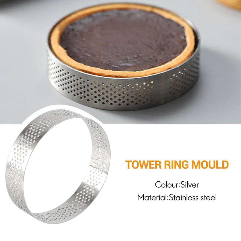 10 Pcs Circular Stainless Steel Tart Ring Tower Pie Cake Mould