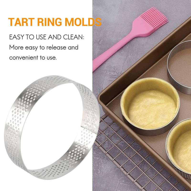 10 Pcs Circular Stainless Steel Tart Ring Tower Pie Cake Mould