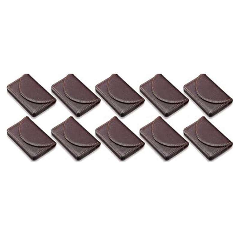 10 Pcs Business Card Holder Bulk PU Leather Business Card Case Pocket Business Card Organizer with M