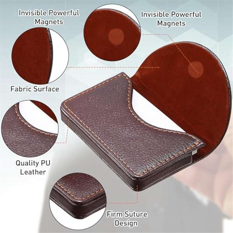 10 Pcs Business Card Holder Bulk PU Leather Business Card Case Pocket Business Card Organizer with M