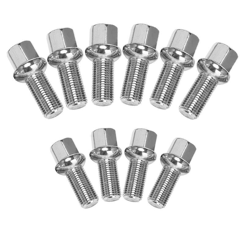 10 Pcs Chrome M14X1.5 Wheel Ball Seat Lug Bolt Nuts 28mm Shank for - & - & Golf & More