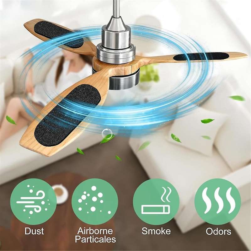 10 Pcs Ceiling Fan Blade Filters-Activated Coconut Carbon, Easy-Stick Ceiling Fan Blade Filters, Air