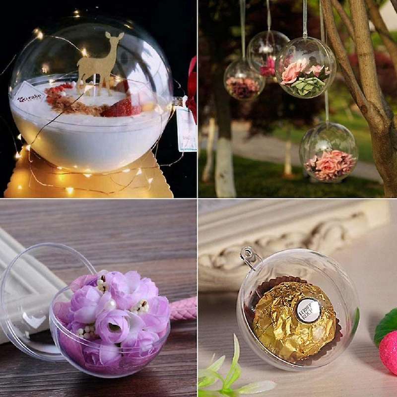 10 Pcs Hollow Balls DIY Christmas Tree Ornament Balls Fillable Plastic Balls for Party Decoration (1