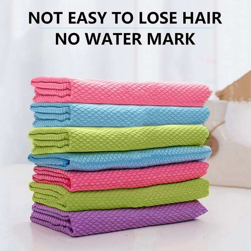 10 Pcs Fish Scale Microfiber Cleaning Cloths- Polishing Cleaning Wipes 40x50 Rag Super Water Absorb