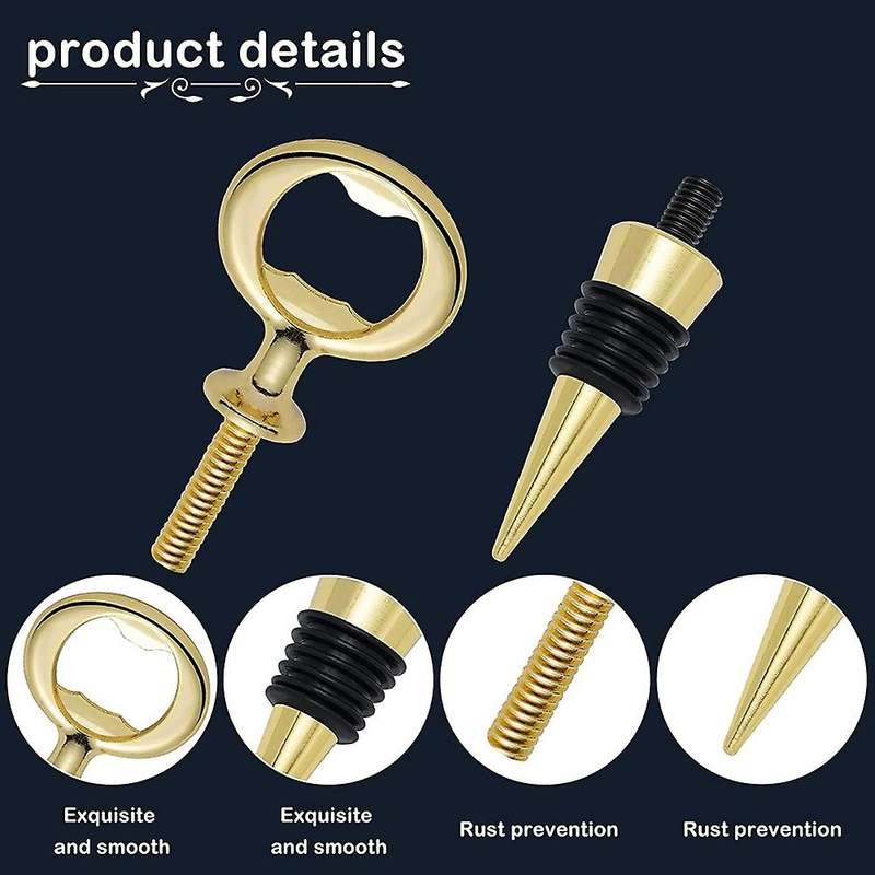 10 Pcs Metal Bottle Opener & Wine Stopper Stainless Steel Flat Bottle Opener Inserts Kit Beer Opene