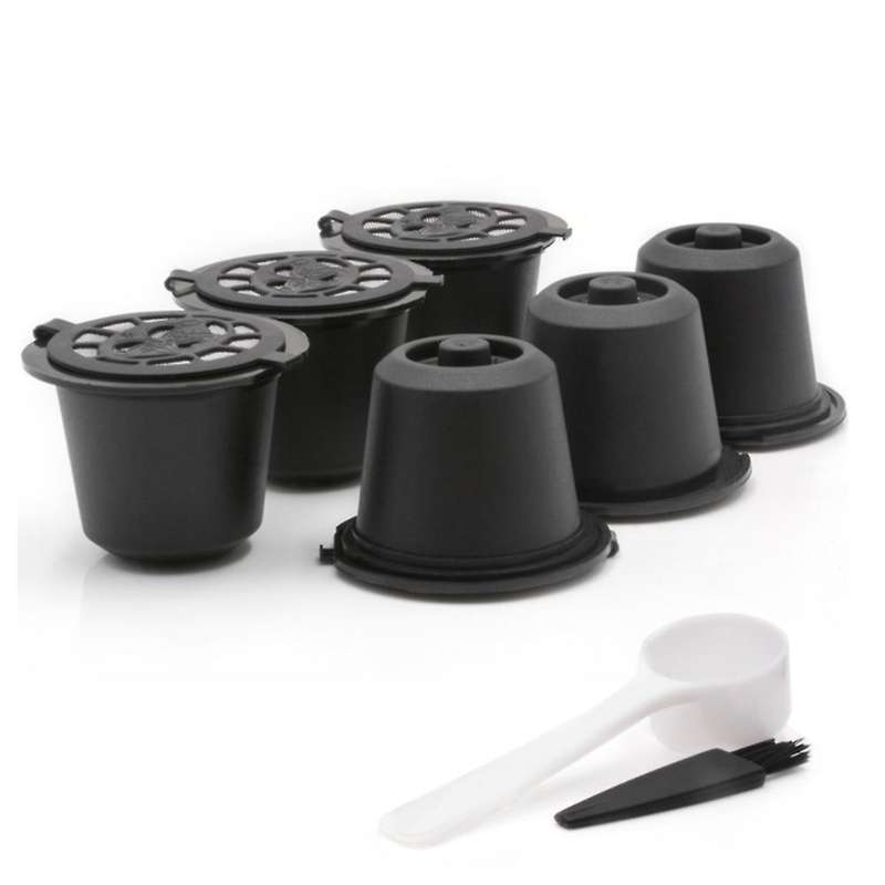 10 Pcs Reusable Refillable Coffee Capsule Filters for with Spoon Brush Kitchen Accessories Coffee Fi