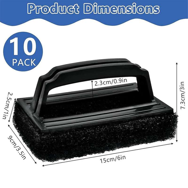 10 Pcs Screen Printing Scrub Pad,Screen Print Ink Scrub Cleaner Brush with Handle, Chemical Resistan